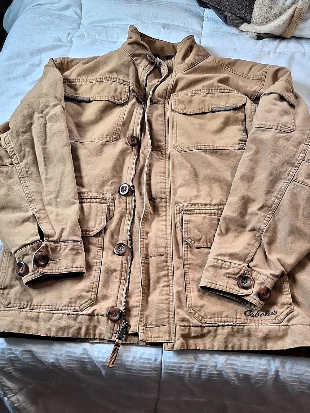 Cabela's Canvas Sherpa Lined Field Jacket Brown Medium